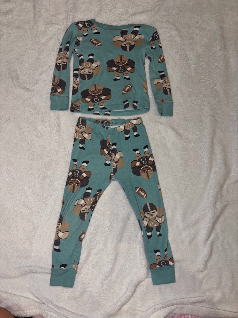Kids' Teal Football Print Pajama Set Size 2T